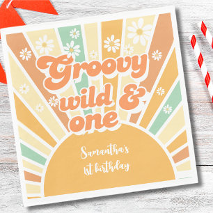 Groovy en wild retro zon kinderen verjaardag servet
