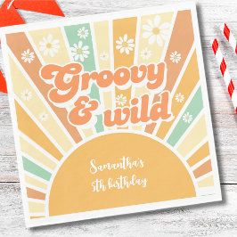 Groovy en wild retro zon kinderen verjaardag servet