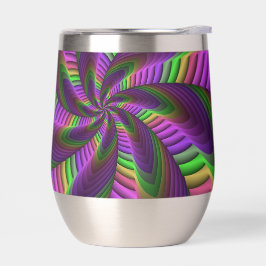 Groovy Energetische Kleurrijke Neon Fractal Patroo