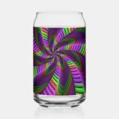 Groovy Energetische Kleurrijke Neon Fractal Patroo Blikvorm Glas (Voorkant)