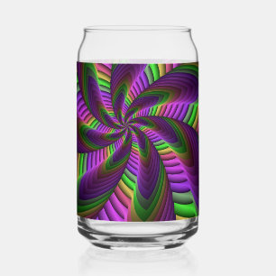 Groovy Energetische Kleurrijke Neon Fractal Patroo Blikvorm Glas