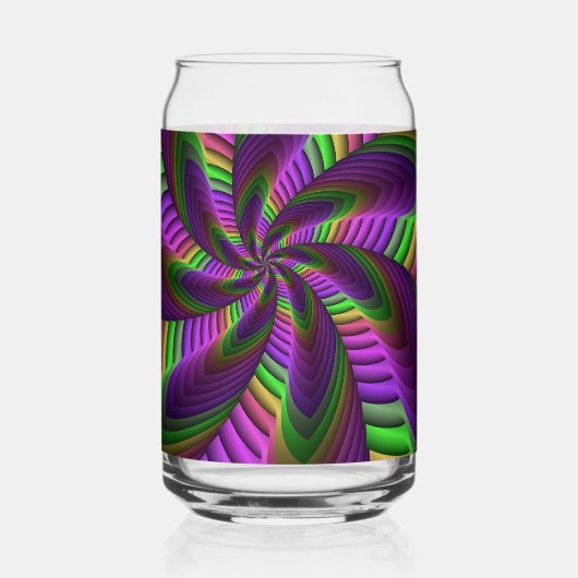 Groovy Energetische Kleurrijke Neon Fractal Patroo Blikvorm Glas (Achterkant)
