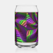 Groovy Energetische Kleurrijke Neon Fractal Patroo Blikvorm Glas (Links)