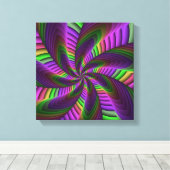 Groovy Energetische Kleurrijke Neon Fractal Patroo Canvas Afdruk (Insitu (Houten vloer))