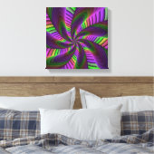 Groovy Energetische Kleurrijke Neon Fractal Patroo Canvas Afdruk (Insitu (Slaapkamer))