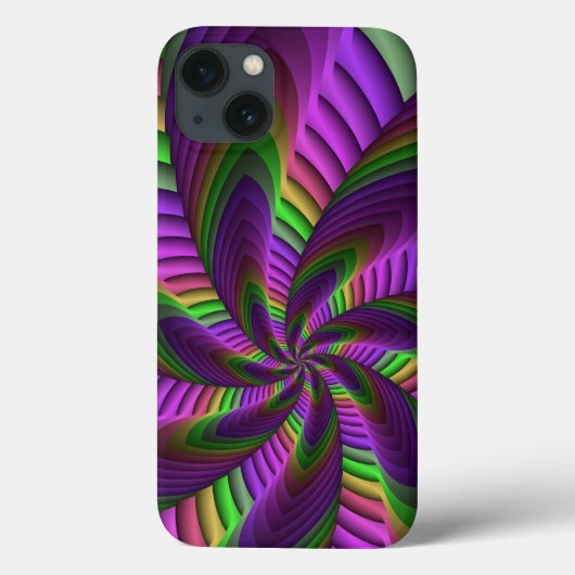 Groovy Energetische Kleurrijke Neon Fractal Patroo Case-Mate iPhone Case (Achterkant)