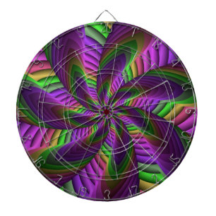 Groovy Energetische Kleurrijke Neon Fractal Patroo Dartbord