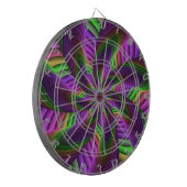 Groovy Energetische Kleurrijke Neon Fractal Patroo Dartbord (Voorkant Links)