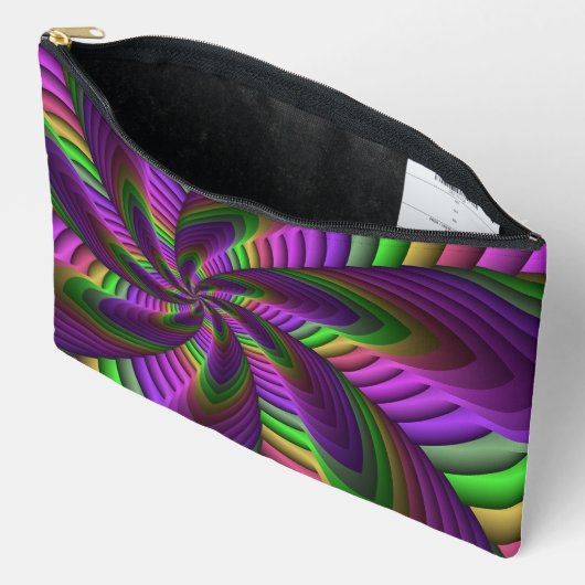 Groovy Energetische Kleurrijke Neon Fractal Patroo Etui (Open)