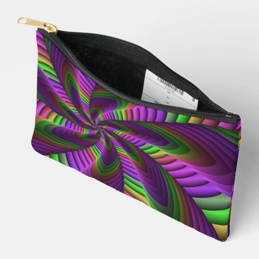 Groovy Energetische Kleurrijke Neon Fractal Patroo Etui (Open)