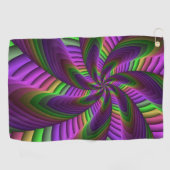 Groovy Energetische Kleurrijke Neon Fractal Patroo Golfhanddoek (Horizontaal)