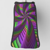 Groovy Energetische Kleurrijke Neon Fractal Patroo Golfheadcover (Draai 90)