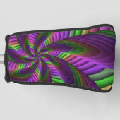 Groovy Energetische Kleurrijke Neon Fractal Patroo Golfheadcover (Voorkant)