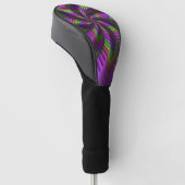 Groovy Energetische Kleurrijke Neon Fractal Patroo Golfheadcover (Schuin)