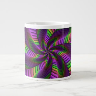 Groovy Energetische Kleurrijke Neon Fractal Patroo Grote Koffiekop