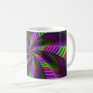 Groovy Energetische Kleurrijke Neon Fractal Patroo Koffiemok