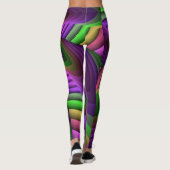 Groovy Energetische Kleurrijke Neon Fractal Patroo Leggings (Achterkant)
