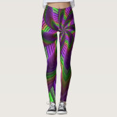 Groovy Energetische Kleurrijke Neon Fractal Patroo Leggings (Voorkant)