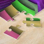 Groovy Energetische Kleurrijke Neon Fractal Patroo Legpuzzel (Zijkant)