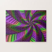 Groovy Energetische Kleurrijke Neon Fractal Patroo Legpuzzel (Horizontaal)