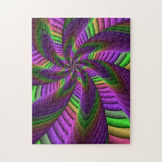 Groovy Energetische Kleurrijke Neon Fractal Patroo Legpuzzel (Verticaal)