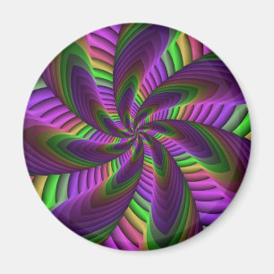 Groovy Energetische Kleurrijke Neon Fractal Patroo Magneet