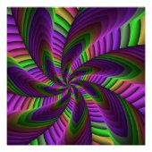 Groovy Energetische Kleurrijke Neon Fractal Patroo Perfect Poster (Voorkant)