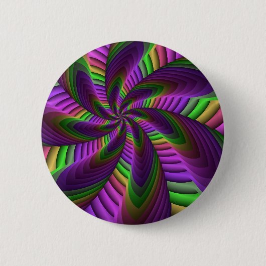 Groovy Energetische Kleurrijke Neon Fractal Patroo Ronde Button 5,7 Cm (Voorkant)