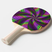 Groovy Energetische Kleurrijke Neon Fractal Patroo Tafeltennisbatje (Voorkant Gekanteld)
