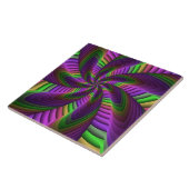 Groovy Energetische Kleurrijke Neon Fractal Patroo Tegeltje (Zijkant)