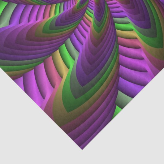 Groovy Energetische Kleurrijke Neon Fractal Patroo Tissuepapier (Detail)