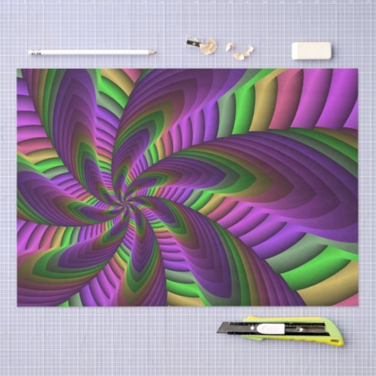 Groovy Energetische Kleurrijke Neon Fractal Patroo Tissuepapier (Craft)