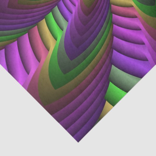 Groovy Energetische Kleurrijke Neon Fractal Patroo Tissuepapier (Detail)