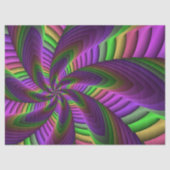 Groovy Energetische Kleurrijke Neon Fractal Patroo Tissuepapier (Voorkant)