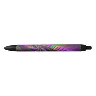 Groovy Energetische Kleurrijke Neon Fractal Patroo Zwarte Inkt Pen