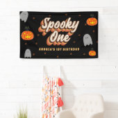 Groovy enge een 1e verjaardag Halloween Retro 70s Spandoek (Insitu)
