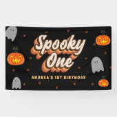Groovy enge een 1e verjaardag Halloween Retro 70s Spandoek (Horizontaal)
