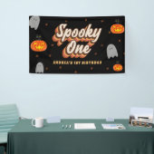 Groovy enge een eerste verjaardag Halloween retro  Spandoek (Beurs)