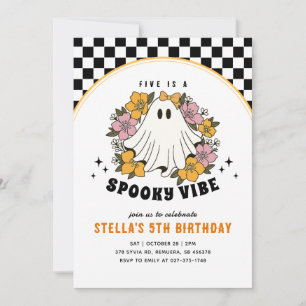 Groovy enge meisjes Halloween verjaardagsuitnodigi Kaart