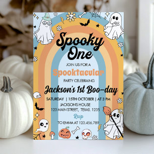 Groovy enge verjaardagsuitnodiging voor één spook kaart