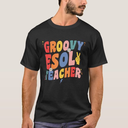 Groovy Esol Teacher Squad Retro Esol Teacher Study T-shirt (Voorkant)