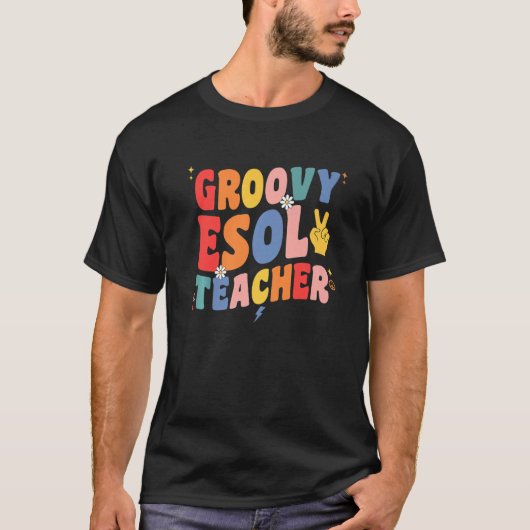 Groovy Esol Teacher Squad Retro Esol Teacher Study T-shirt (Voorkant)