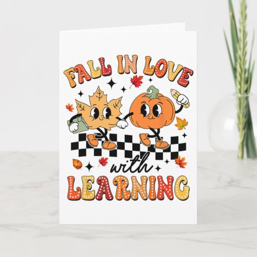 Groovy Fall In Love With Learning Herfst Pompoen T Kaart (Voorkant)