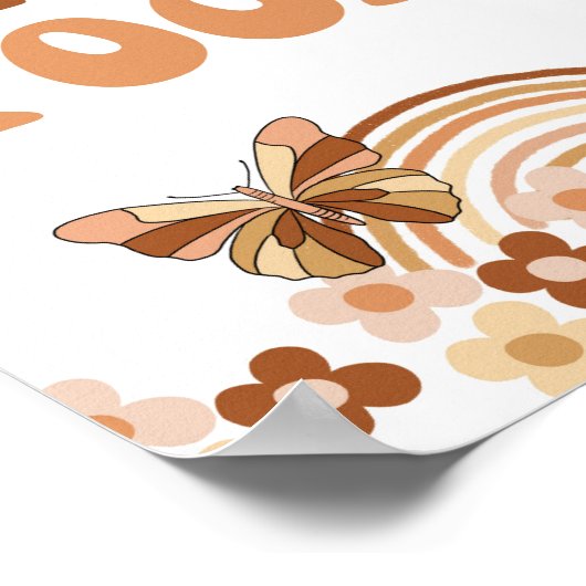 Groovy Far Out Eten Retro Hippie Feestbord Poster (Hoek)