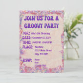 Groovy Feest Uitnodiging - 60s, 70s Thema's (Staand voorkant)