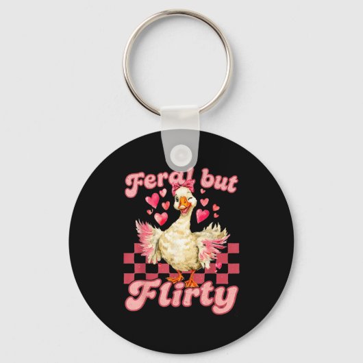 Groovy Feral-but-flirty Silly Goose Valentine Duck Sleutelhanger (Voorkant)