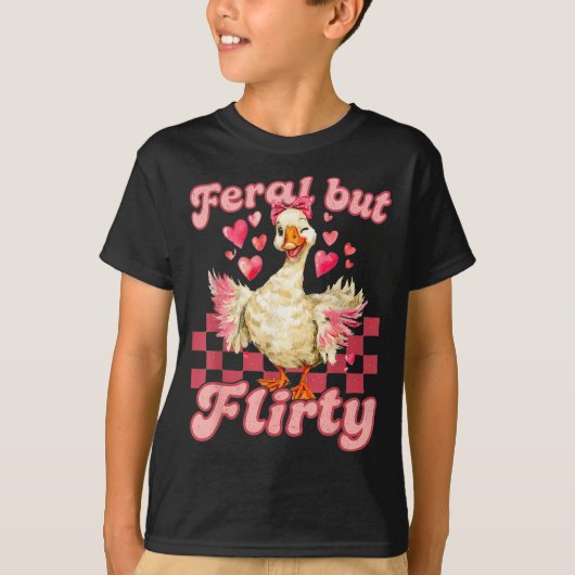Groovy Feral-but-flirty Silly Goose Valentine Duck T-shirt (Voorkant)