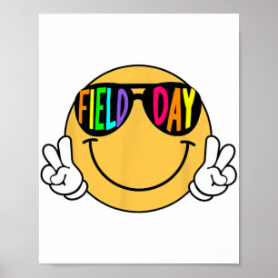 Groovy Field Day Sungles Smile Gezicht Leraar Kind Poster