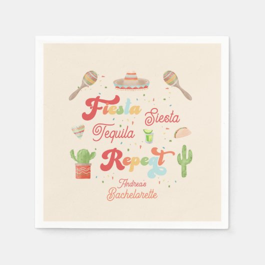 Groovy Fiesta Siesta Tequila Repat Bachelorette Servet (Voorkant)