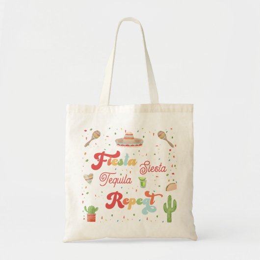 Groovy Fiesta Siesta Tequila Repat Bachelorette Tote Bag (Voorkant)